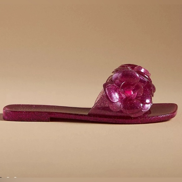 Jeffrey Campbell Floralee Women Glitter Pink Floral Jelly Sandals Size 9 NEW - Picture 3 of 10